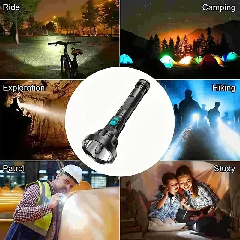 Skorter | 90000LM LED flashlight – Tactical searchlight with USB charging and super bright lighting