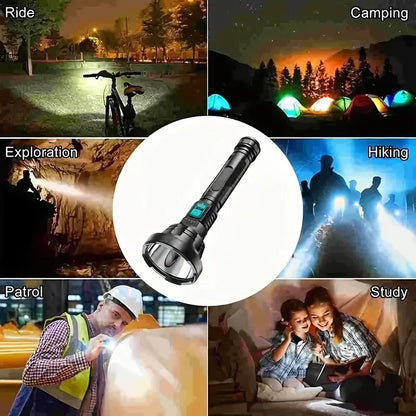 Skorter | 90000LM LED flashlight – Tactical searchlight with USB charging and super bright lighting