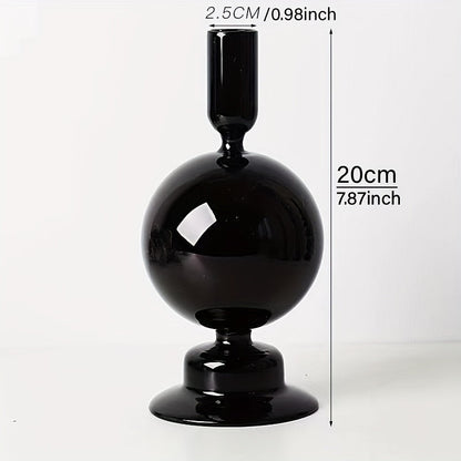 Skorter | 1pc Creative and Minimalist Glass Candle Holder Set - Lacquered Glass Vase Table Decoration for Living Room, Dining Table and Romantic Dinner