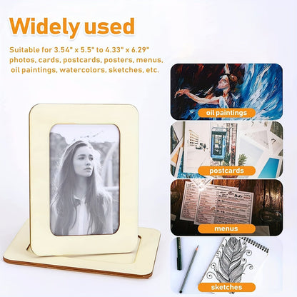 Skorter | 6-piece Wood Photo Frame Set for DIY Creative Projects, Untreated Wood Photo Frames for Postcards and Pictures