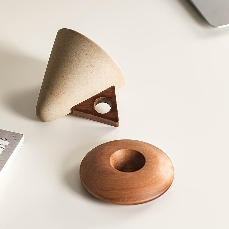 Skorter | BaristaLuxe Ceramic Coffee Cup 250ml – Handmade with Wooden Handle and Coaster