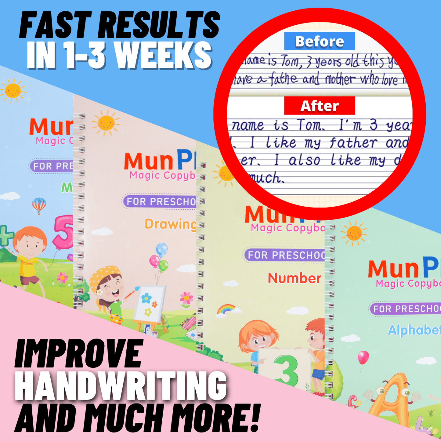 Skorter | Children'S Numbers Letters Practice Magic Copybook