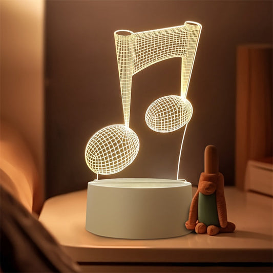 Skorter | LumiNote - Acrylic Music Note Night Light, 3D LED Frame, USB-Powered