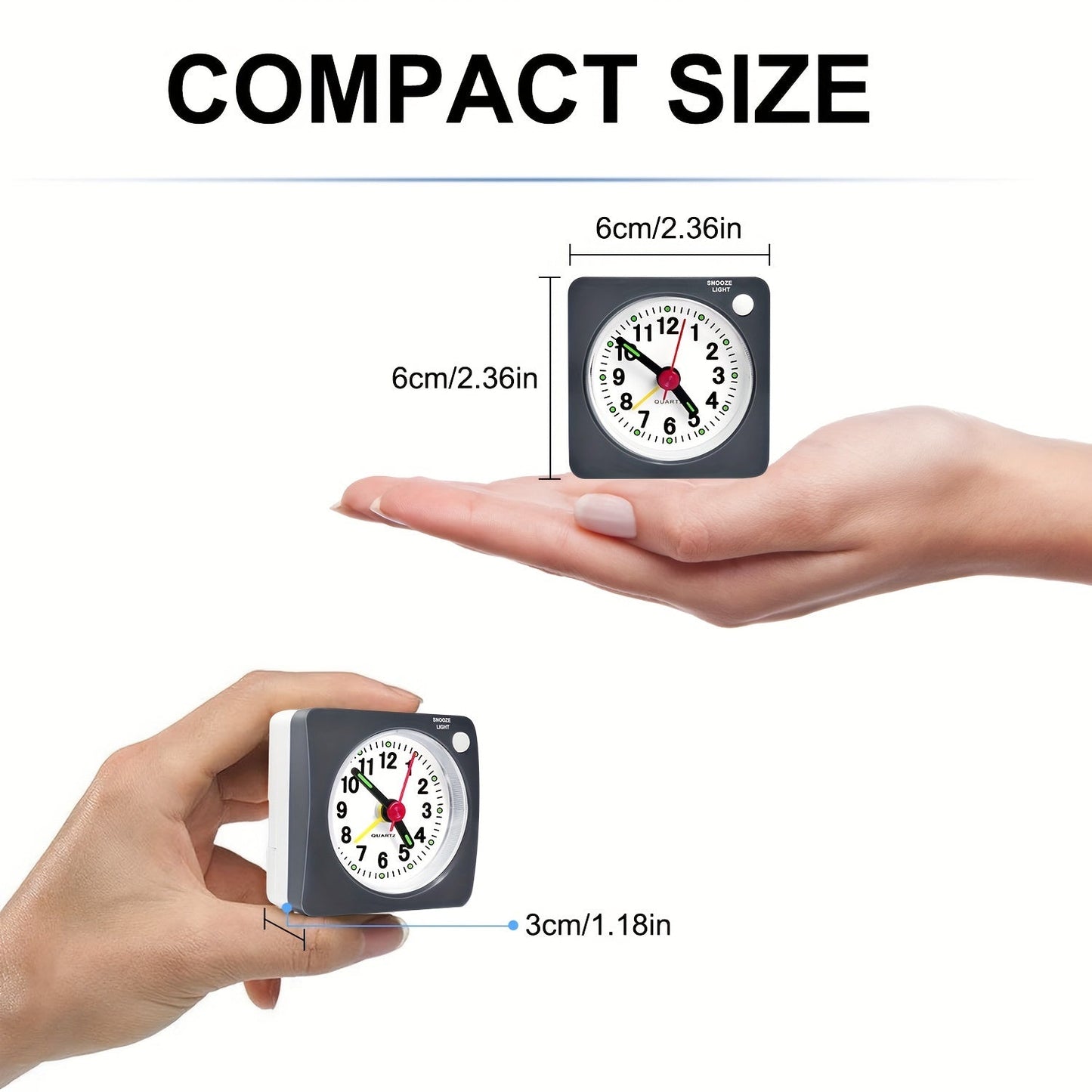 Skorter | TravelSquare - Kompakt reseväckarklocka med snooze och nattlampa