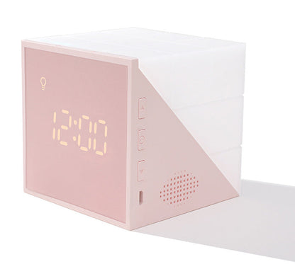 Skorter | Cube Alarm Clock, with Colorful Lights, Voice-control Night Light, Timer, Temperature Display and Long Battery Life, for Home & Office