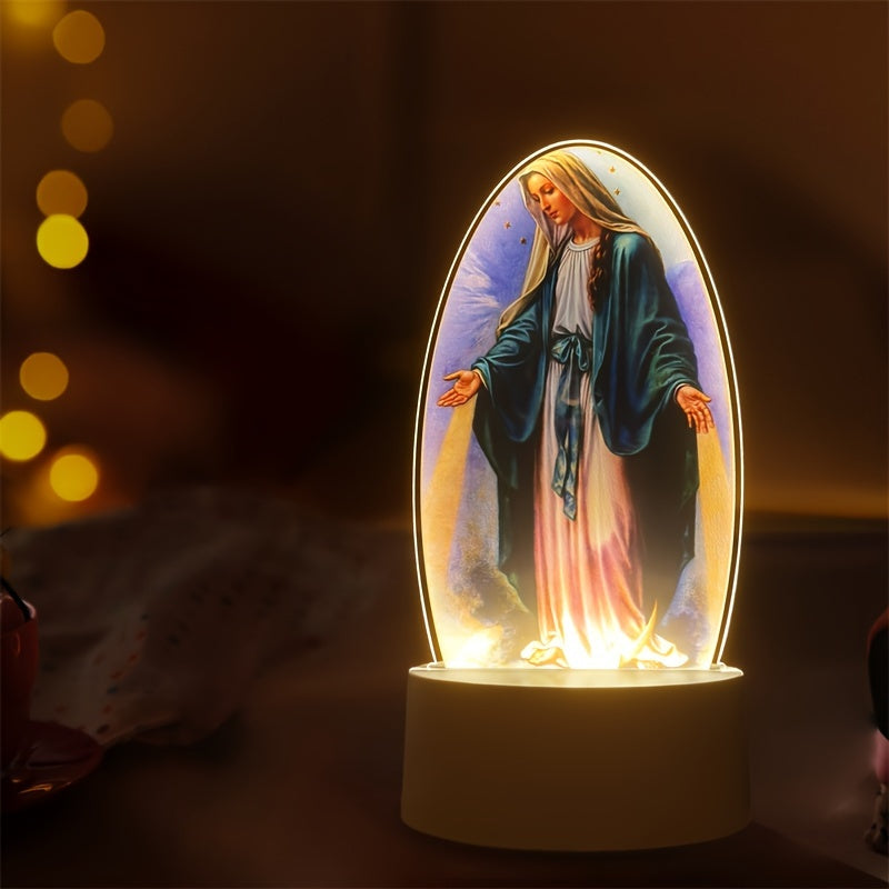 Skorter | SacredGlow - Virgin Mary Night Lamp with LED Acrylic Frame, USB Power