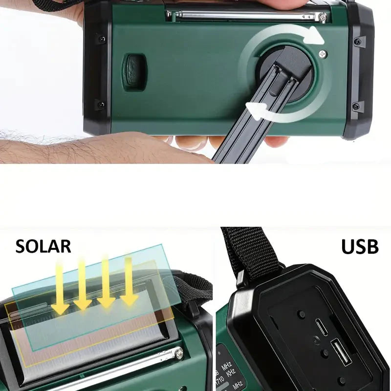 Skorter | Solar emergency radio with power bank – crank radio with LED flashlight for camping & outdoor