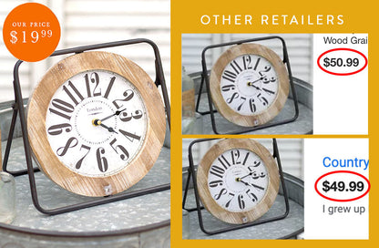 Skorter | Rustic Wood and Metal Easel Clock