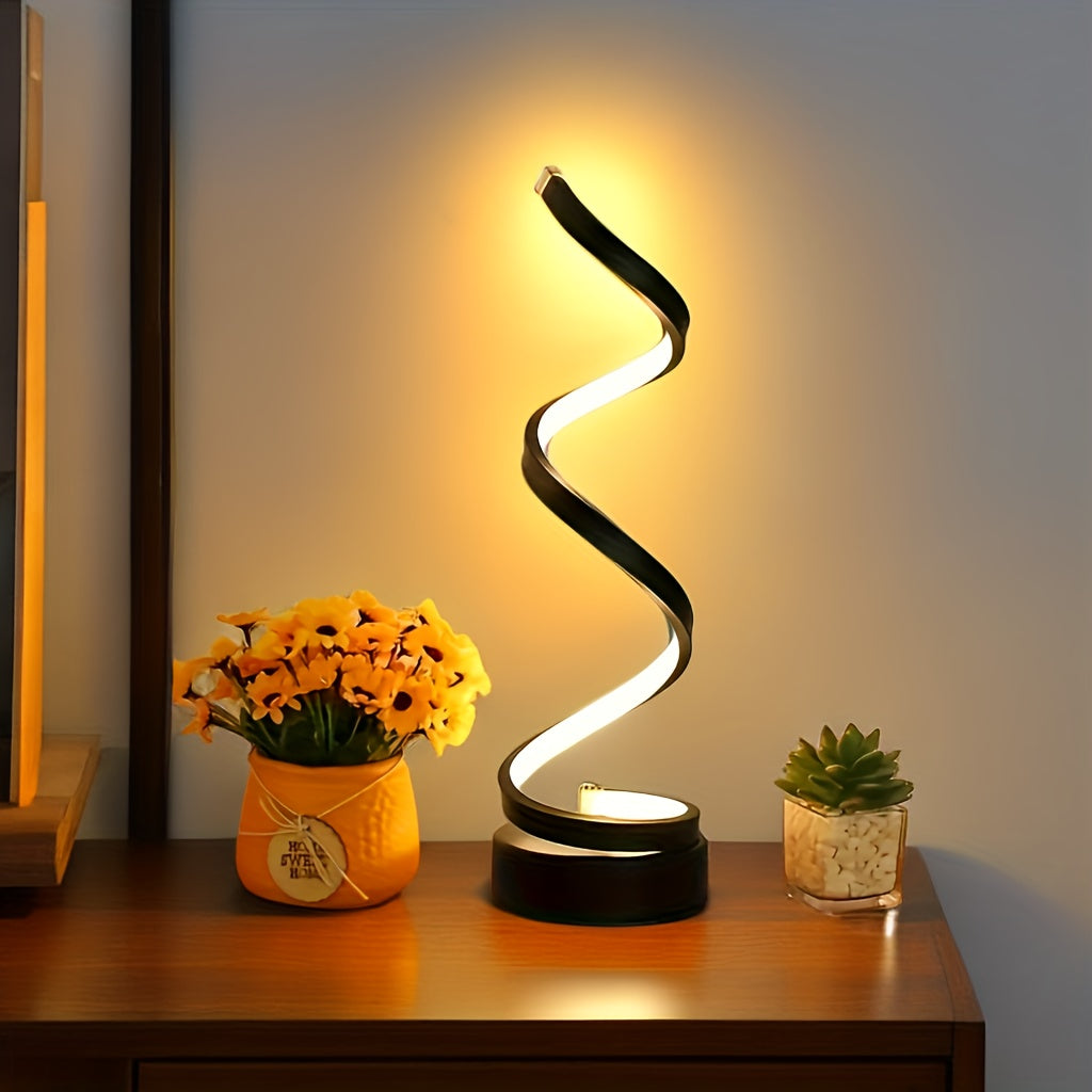 Skorter | Modern Spiral Table Lamp – Creative LED Desk Lamp with Gentle Warm Light, Perfect for Bedroom, Living Room, and Study Decor