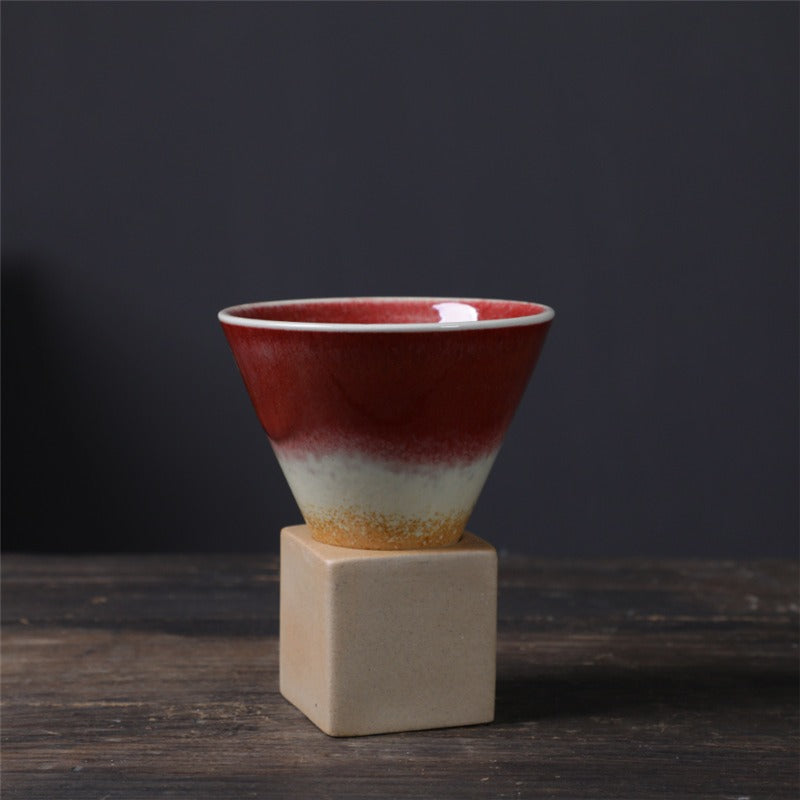 skorter | Coarse Ceramic Coffee Cup with Base Cone-Shaped Couture Cup & Base Set