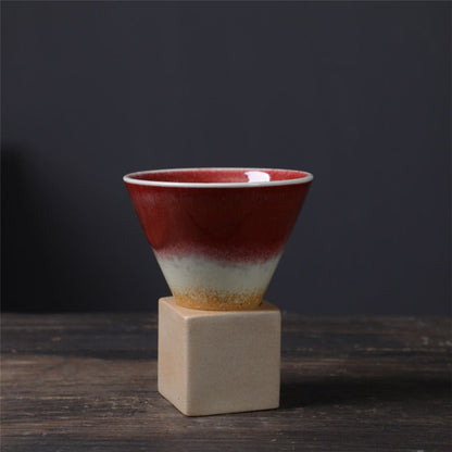 skorter | Coarse Ceramic Coffee Cup with Base Cone-Shaped Couture Cup & Base Set