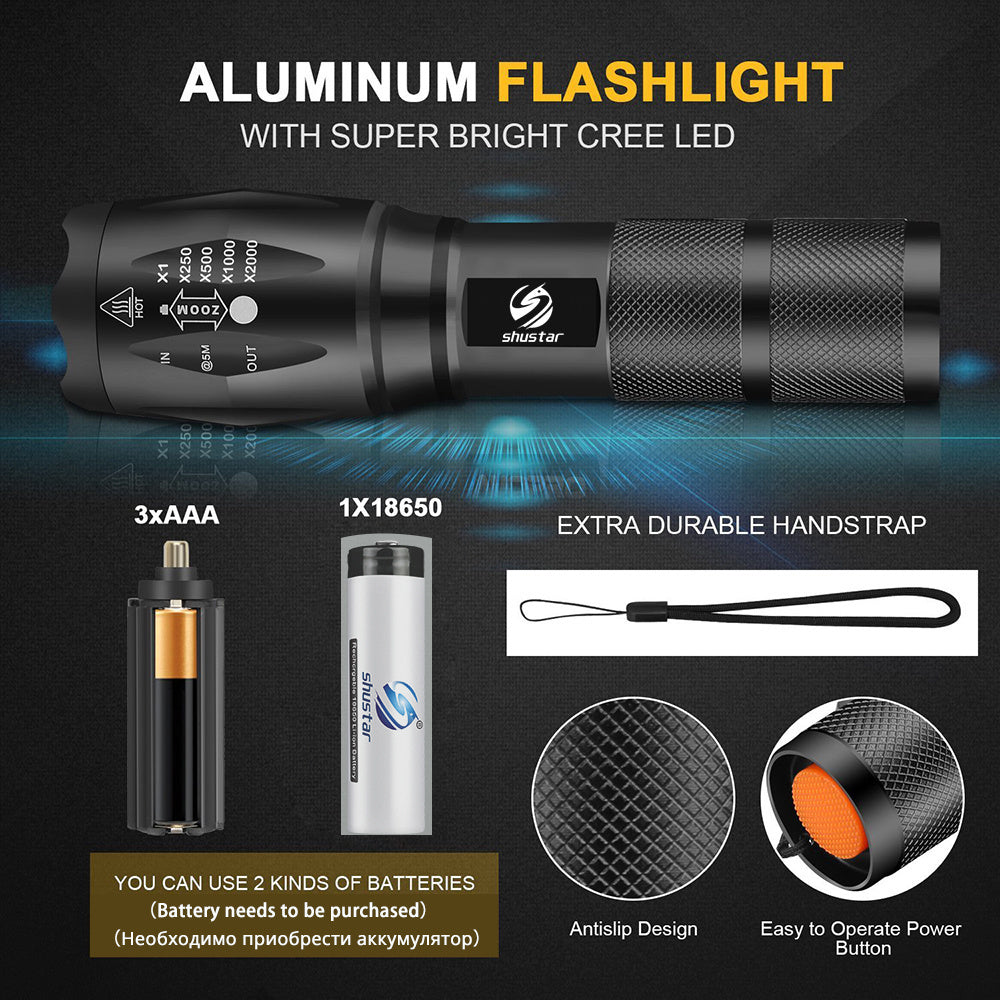 Skorter | 30000-5000 Lumen High Power LED Flashlight, waterproof