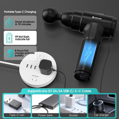 Skorter | Electric deep tissue percussion massager with 6 massage heads and 20 speeds