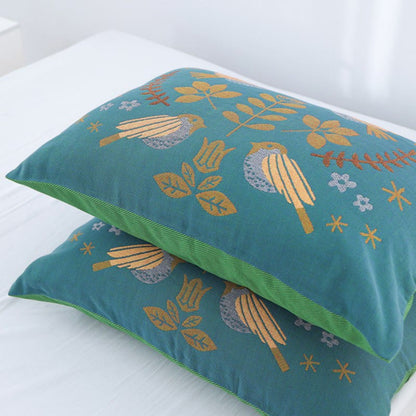 Skorter | Boho Flower Bird Cotton Gauze Pillowcases (2pcs)