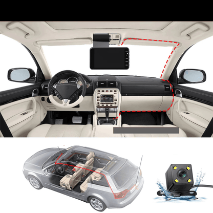 Skorter |  Dashcam with two lenses, 1080P HD and night vision - 170° wide angle