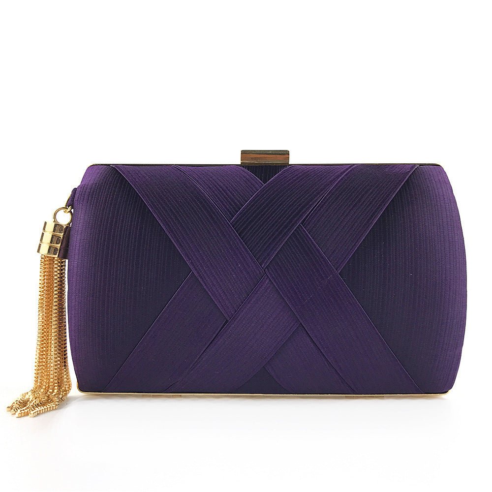 Skorter | Éclessa Luxury Evening Clutch | Satin tassel handbag for classic and modern elegance
