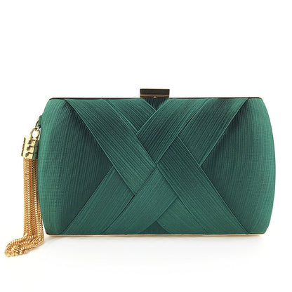 Skorter | Éclessa Luxury Evening Clutch | Satin tassel handbag for classic and modern elegance