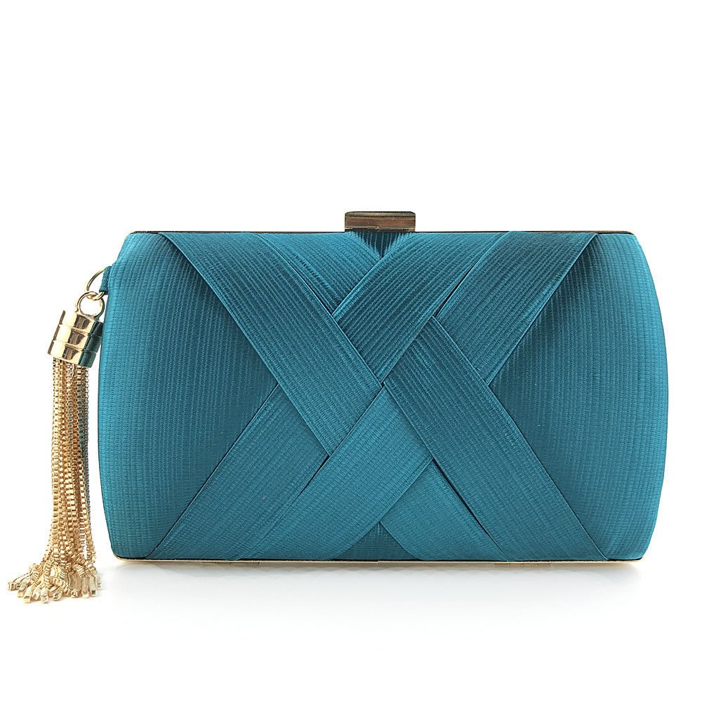 Skorter | Éclessa Luxury Evening Clutch | Satin tassel handbag for classic and modern elegance