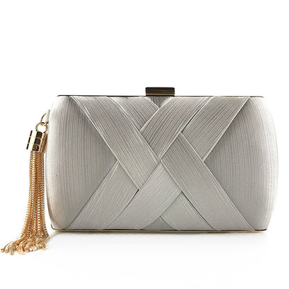 Skorter | Éclessa Luxury Evening Clutch | Satin tassel handbag for classic and modern elegance
