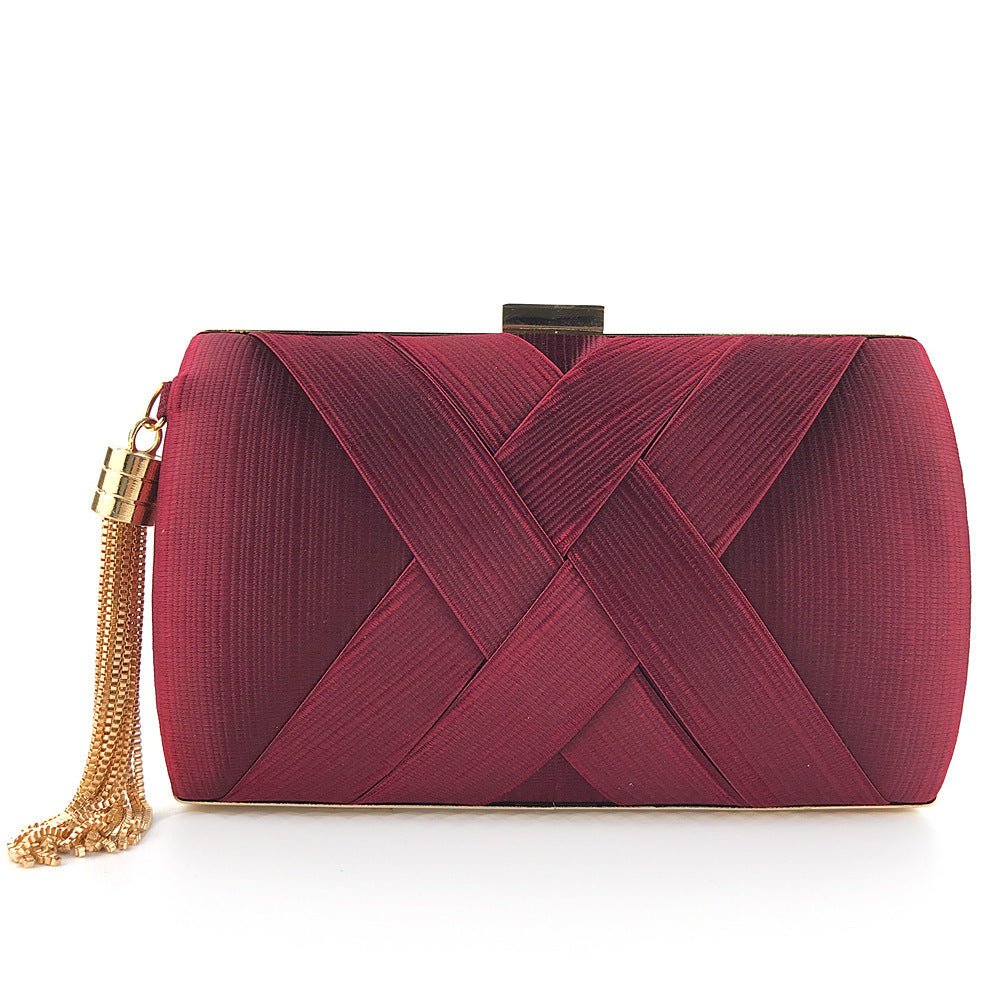 Skorter | Éclessa Luxury Evening Clutch | Satin tassel handbag for classic and modern elegance