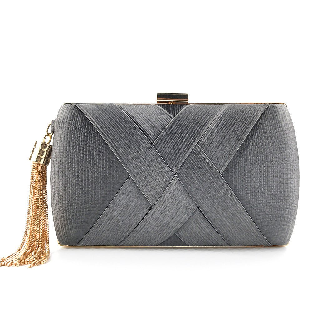 Skorter | Éclessa Luxury Evening Clutch | Satin tassel handbag for classic and modern elegance