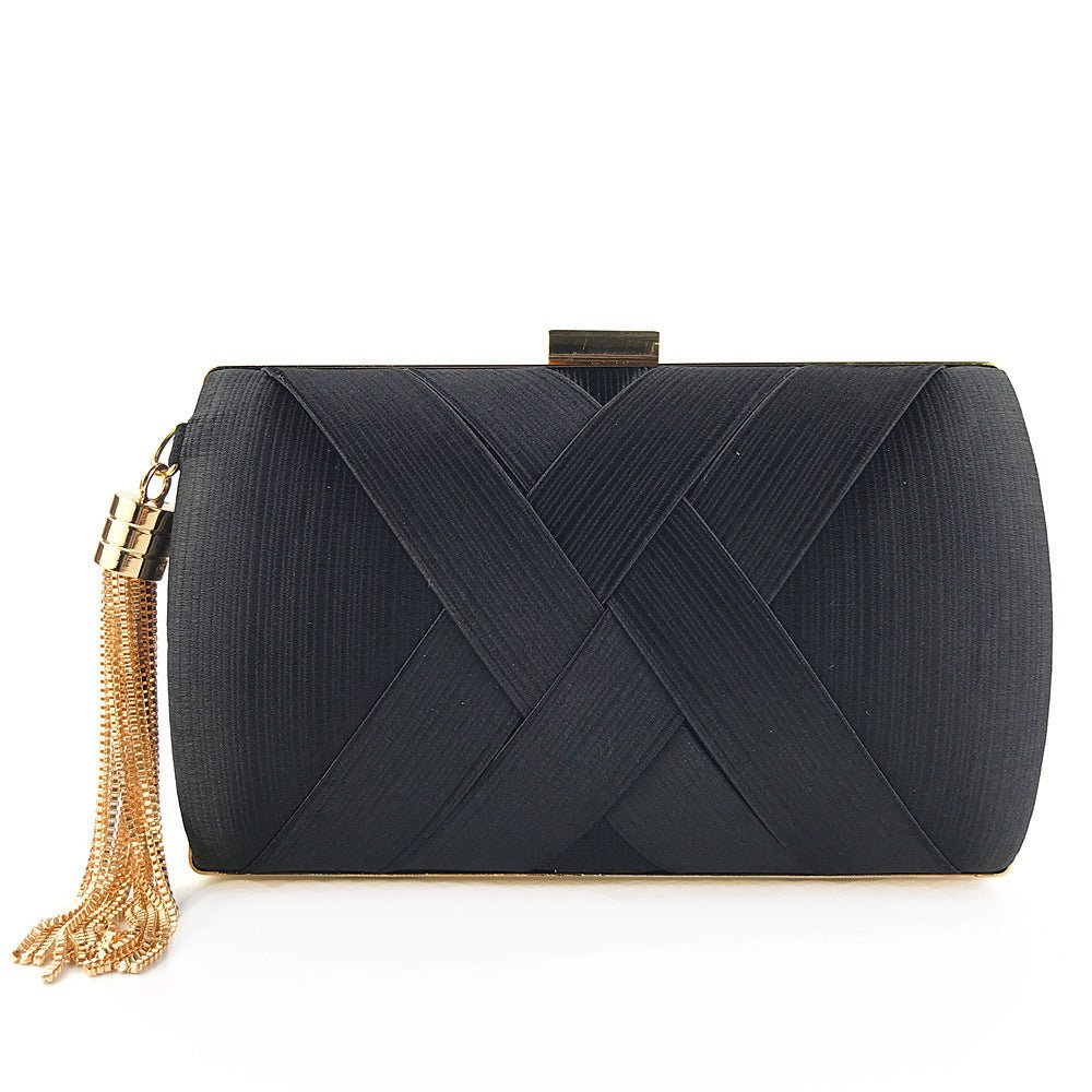 Skorter | Éclessa Luxury Evening Clutch | Satin tassel handbag for classic and modern elegance