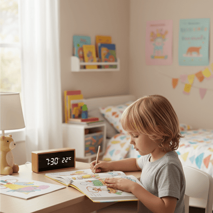 Skorter | ECOCLOCK – Bamboo LED Alarm Clock with Time and Temperature Display