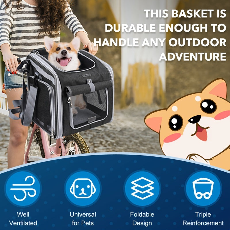 Skorter | Expandable Pet Bike Basket – Comfortable & Safe Bicycle Carrier for Small Dogs and Cats