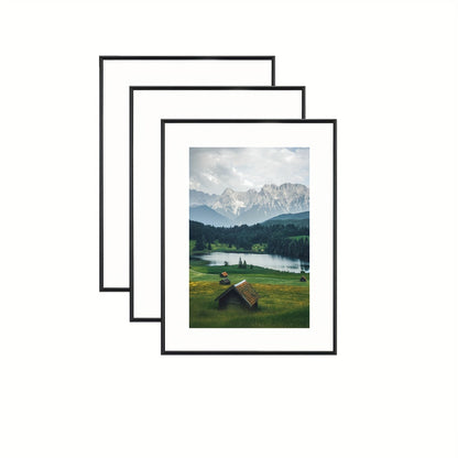Skorter | 3-piece Photo Frame Set - For wall and table display, Ideal for home decor and gifts, Black, Elongated
