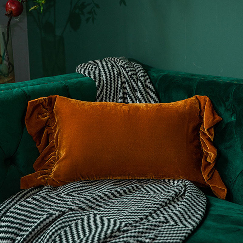 Skorter | Suede Solid Color Pillowcase with Ruffled