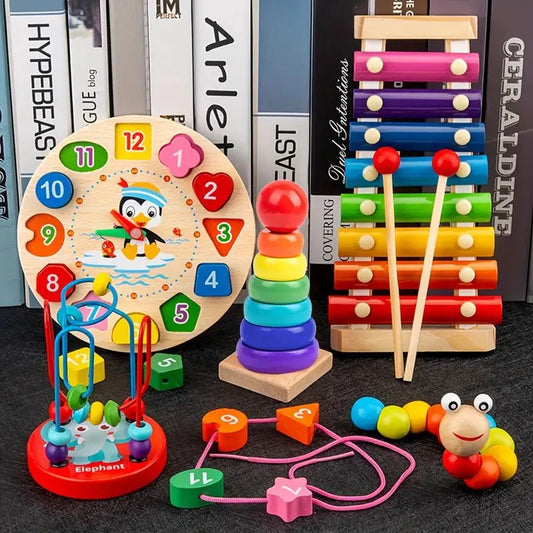 Skorter | Eduquest 5-in-1 Montessori Set – Wooden Learning Toy for Babies – Motor Skills & Sensory Development from 6 Months