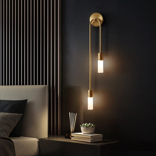 Skorter | Meza Modern LED Wall Lamp, 2-Light, Stick, Gold, Living Room