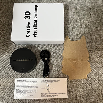 Skorter | WolfLight - 3D Night Lamp with Touch Control and Black Base