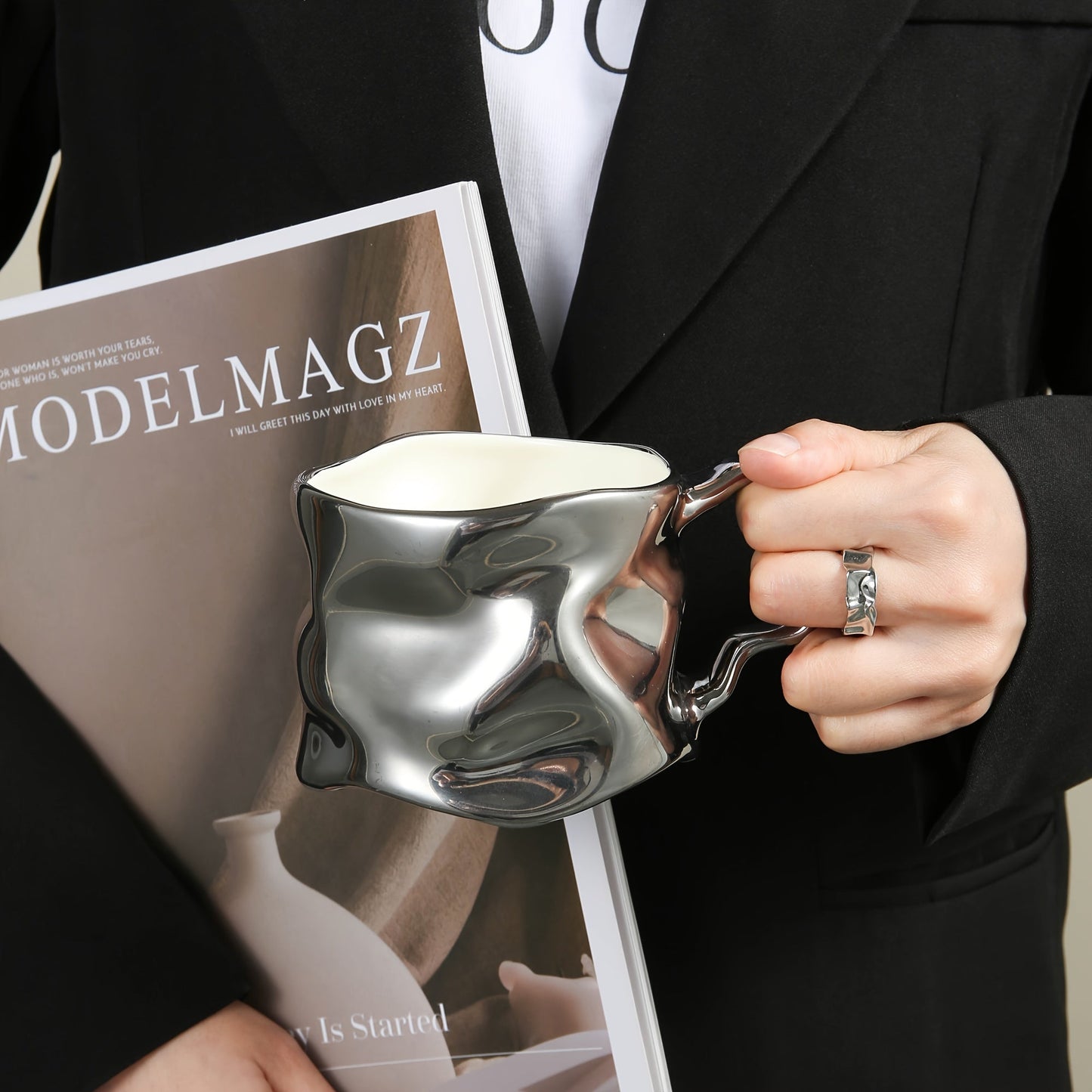 Skorter | CreArt Mug – Handmade Ceramic Coffee Mug with Unique Crinkled Design