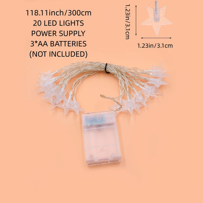 Skorter | LuxeGlow - Blue & White Stars LED String Lights on Batteries, Perfect