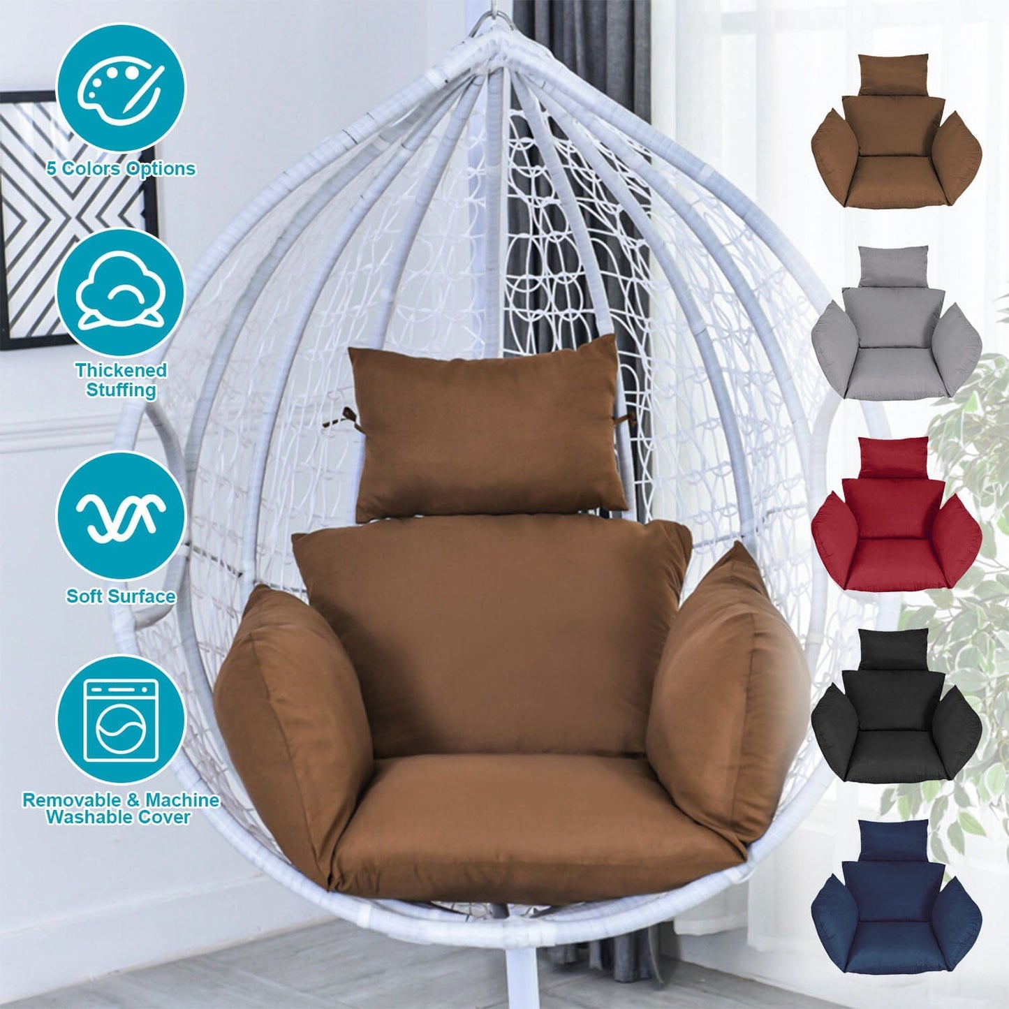 Skorter | Egg Chair Hanging Basket Seat Cushion with Headrest