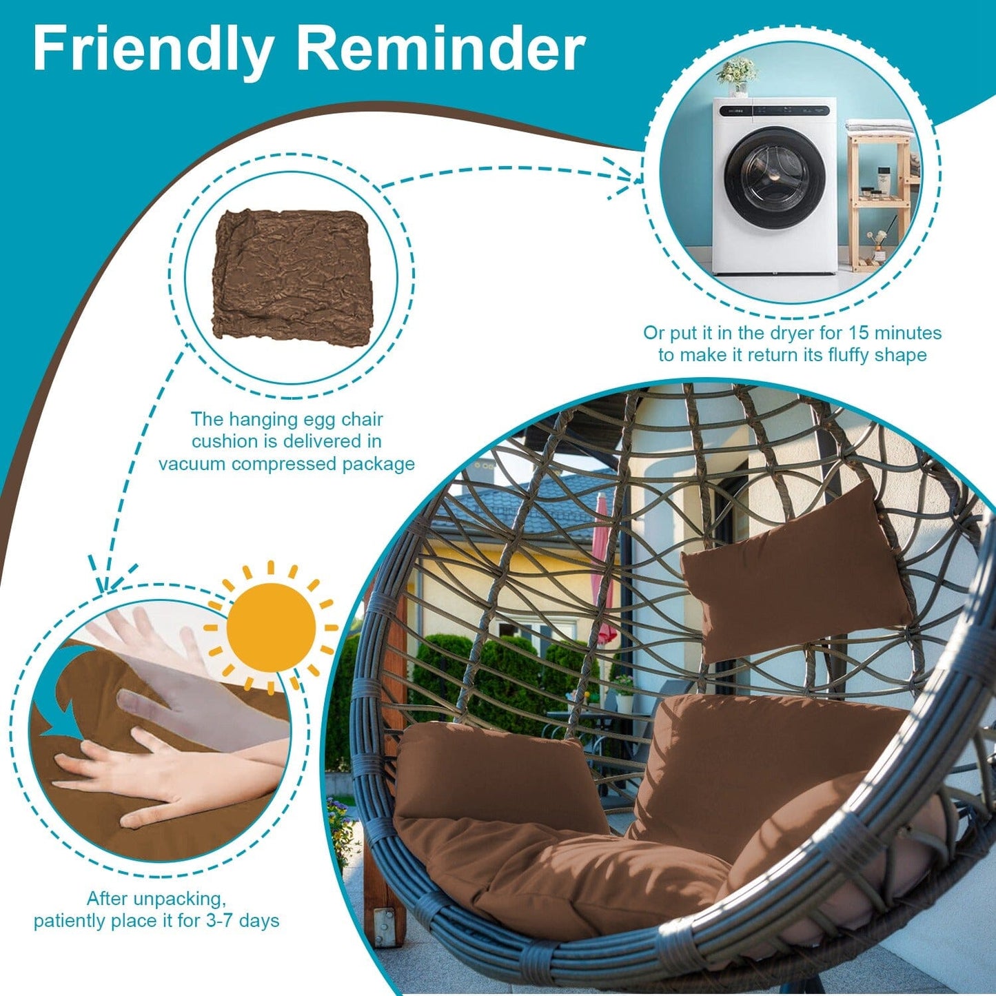 Skorter | Egg Chair Hanging Basket Seat Cushion with Headrest