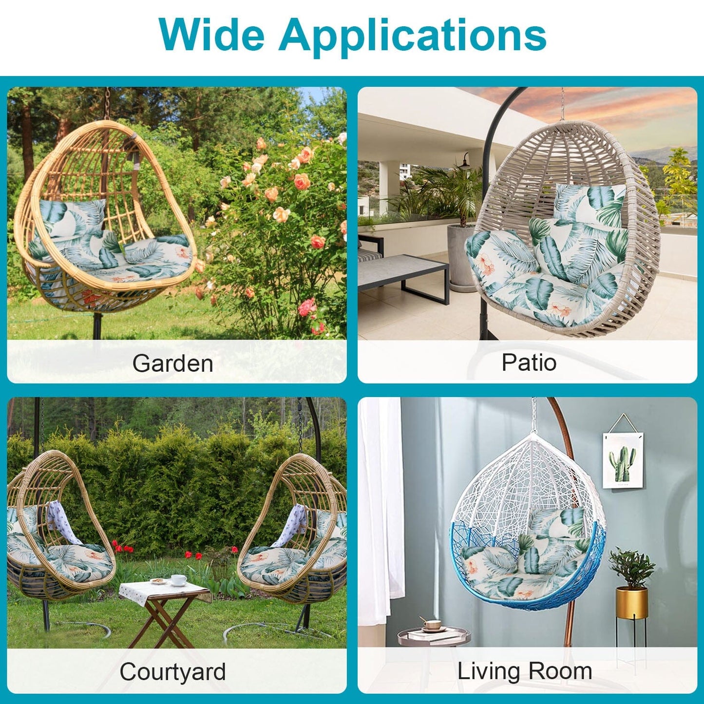 Skorter | Egg Chair Hanging Basket Seat Soft Cushion with Headrest