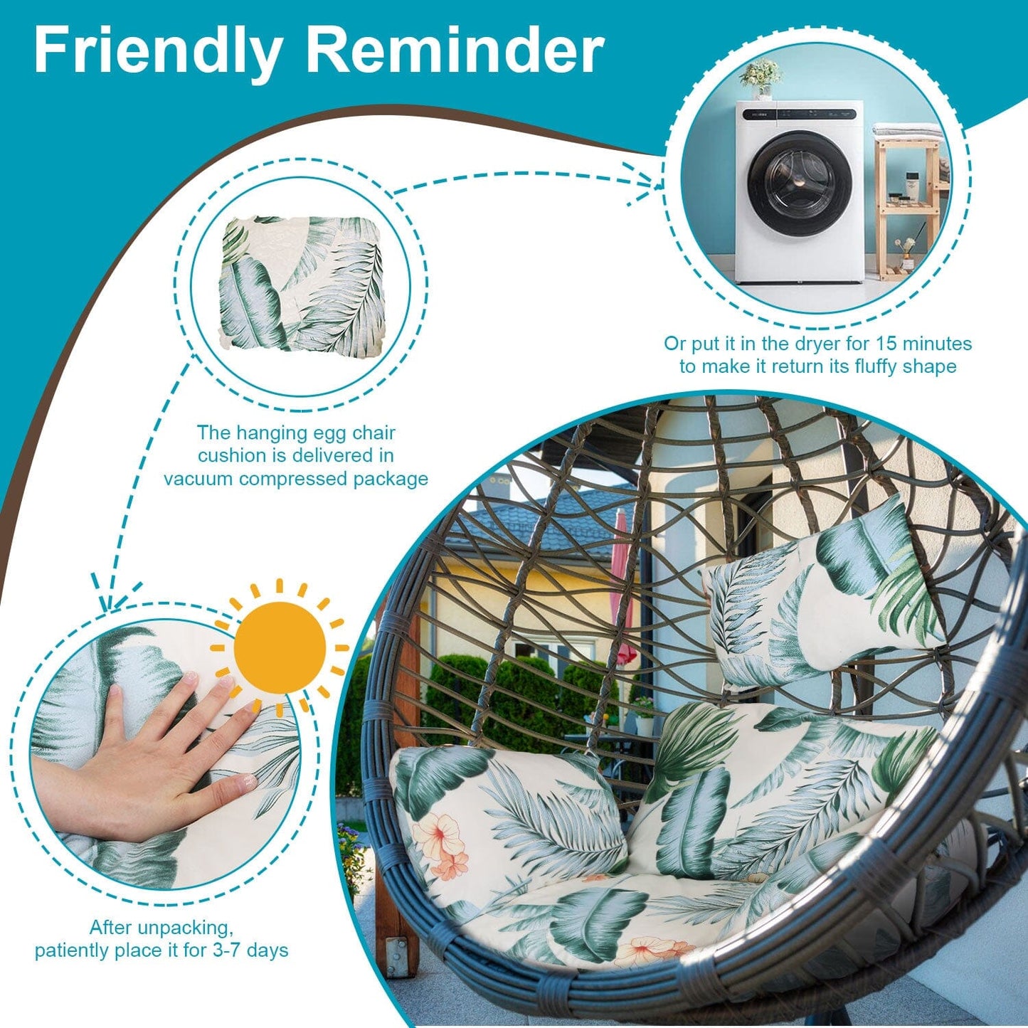 Skorter | Egg Chair Hanging Basket Seat Soft Cushion with Headrest