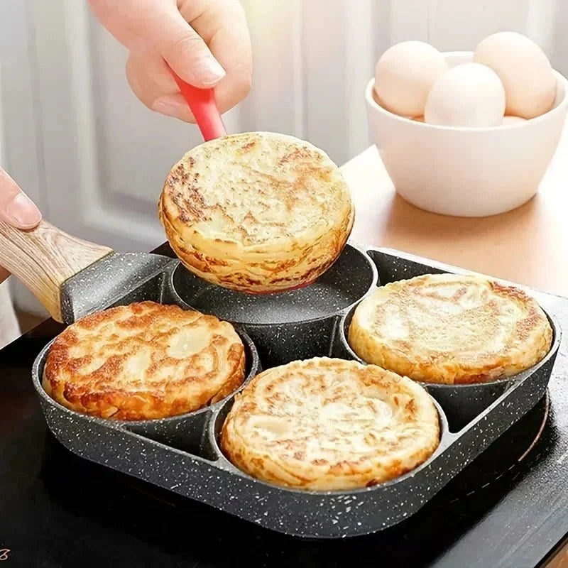 Skorter | ChefVerra Non-Stick Omelette Pan | 4-hole frying pan for eggs, pancakes, and burgers