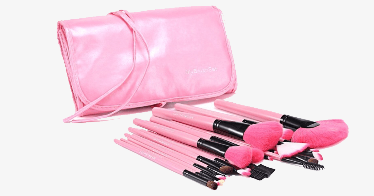Skorter | 24-piece Pink Glory Brush Set with free case