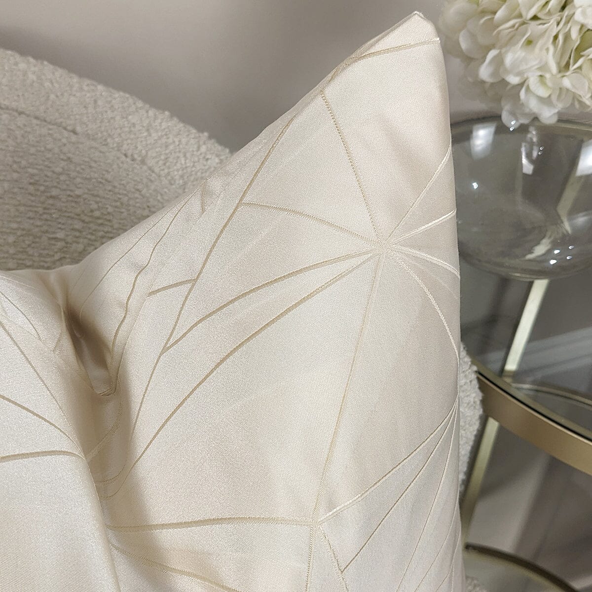 Skorter | Elara Cream Satin Abstract Cushion - 45x45cm