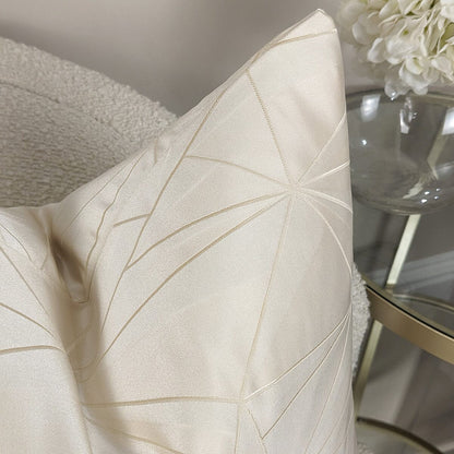 Skorter | Elara Cream Satin Abstract Cushion - 45x45cm