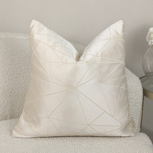 Skorter | Elara Cream Satin Abstract Cushion - 45x45cm