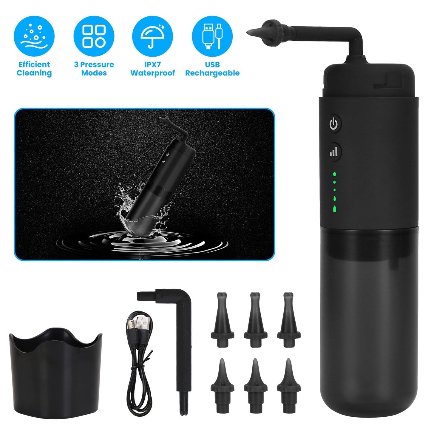 Skorter | Electric ear wax removal set with 3 modes 6 ear tips IPX7 waterproof USB rechargeable