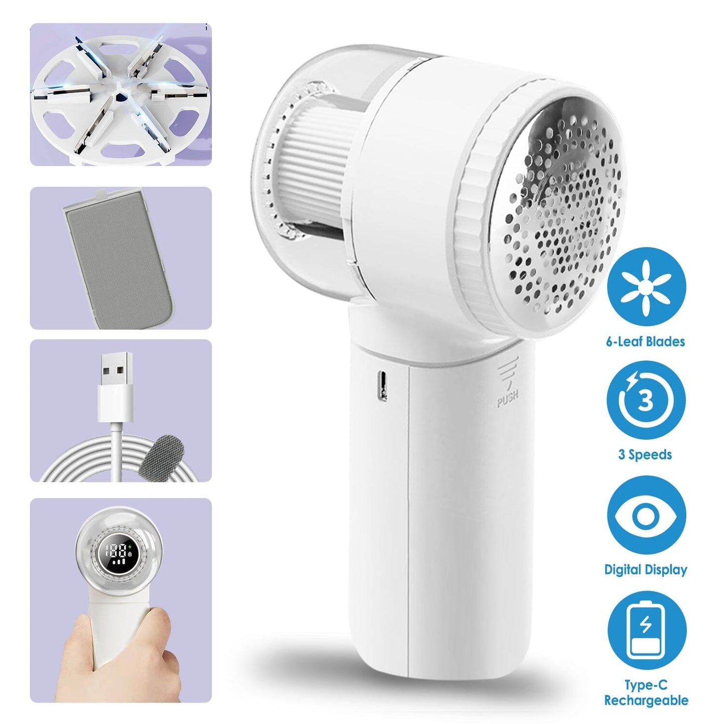 Skorter | Electric Fabric Roll with 3 Speeds Lint Brush Digital Screen