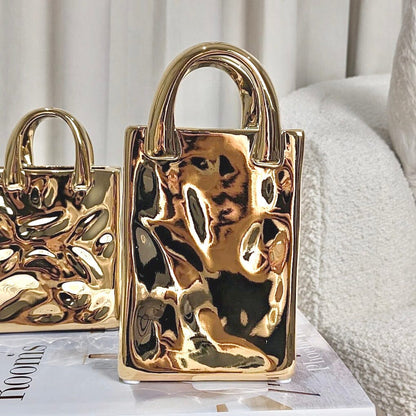 Skorter | Elise Gold Handbag Decorative Vase