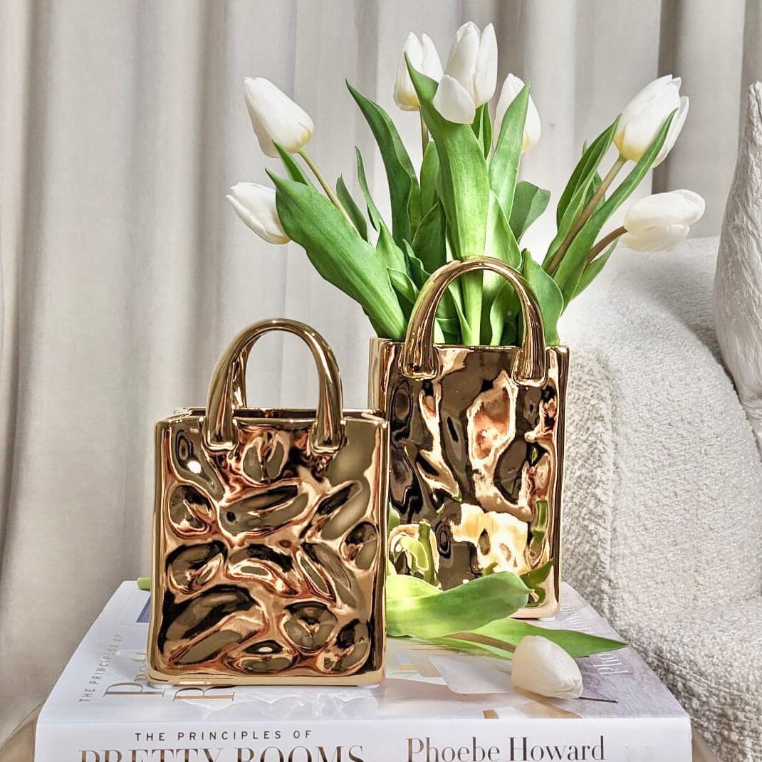 Skorter | Elise Gold Handbag Decorative Vase