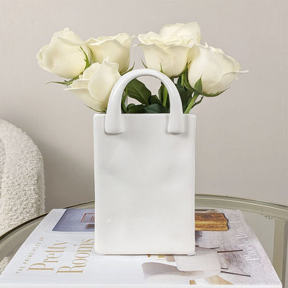 Skorter | Elise White Handbag Decorative Vase