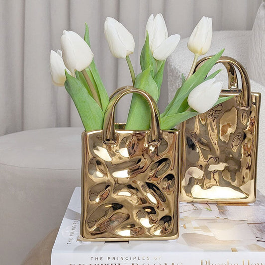 Skorter | Elise Mini Gold Handbag Decorative Vase
